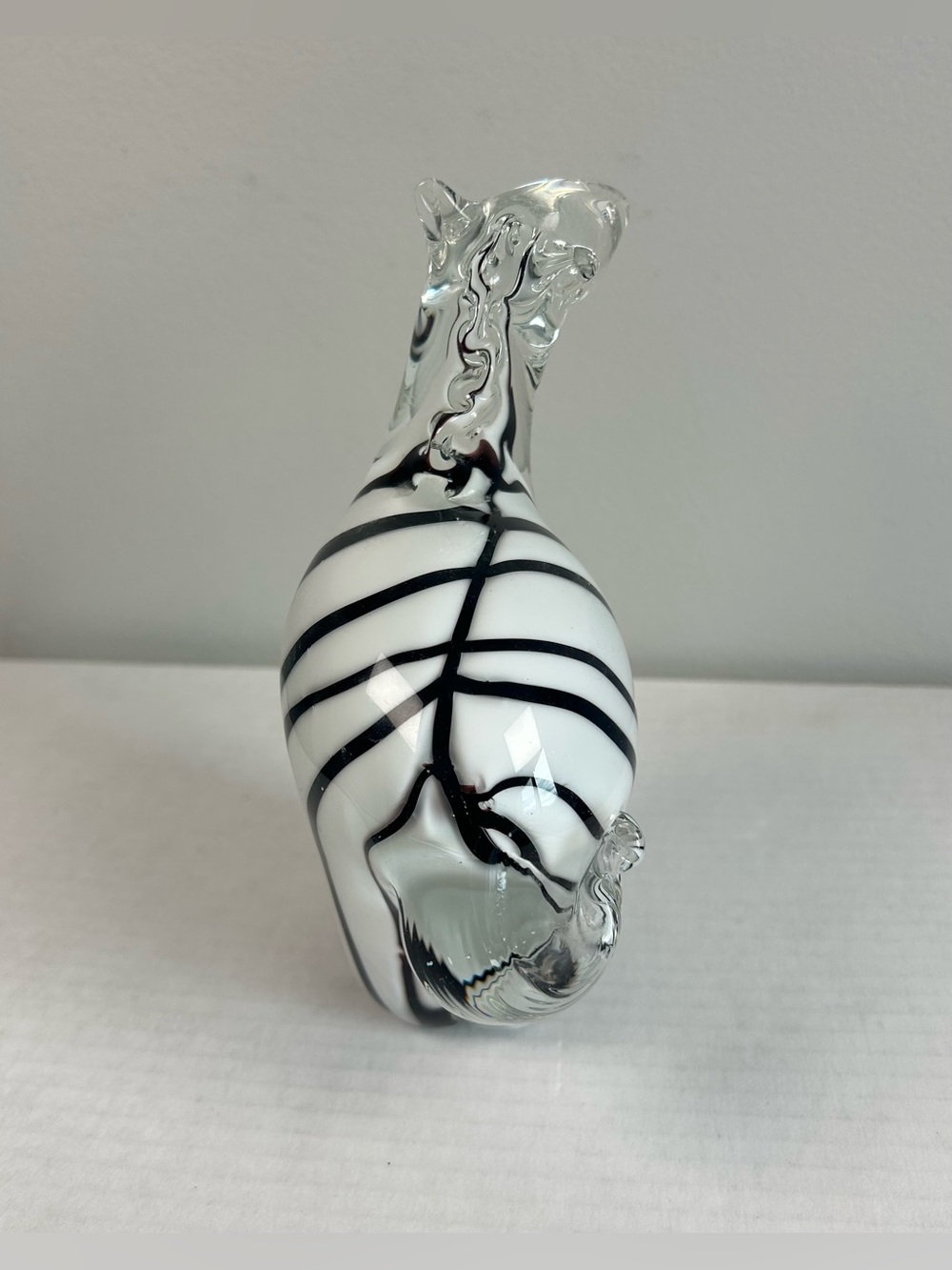 Vintage Hand Blown Murano-Style Art Glass Zebra Sculpture Figurine Stripes - Picture 6 of 9